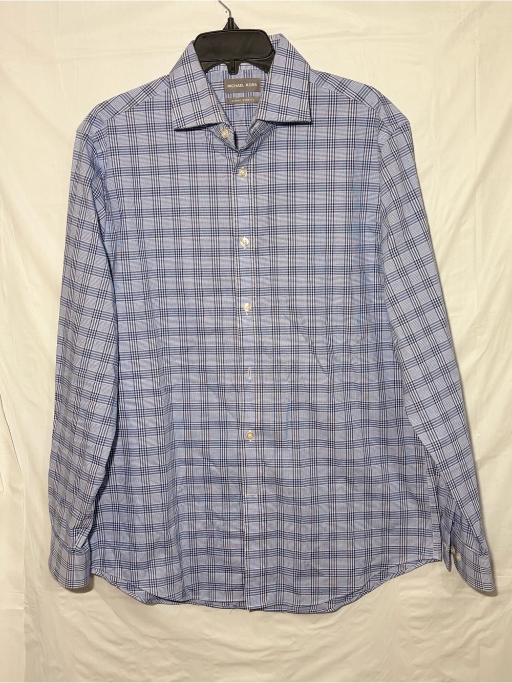 Michael Kors Men’s Blue Plaid Dress Shirt